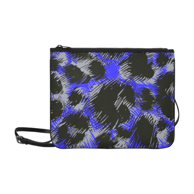 Slim Clutch Bag - New Leopard Pattern - Black-Blue-Gray Leopard - Accessories big cats hot new items leopards purses