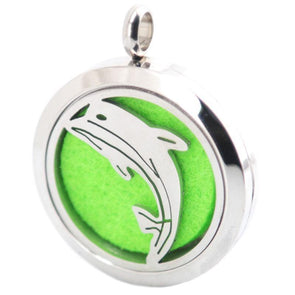 Stainless Steel Aromatherapy Oil Diffuser Dolphin Locket & Necklace - Jewelry aromatherapy dolphins necklaces