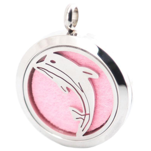 Stainless Steel Aromatherapy Oil Diffuser Dolphin Locket & Necklace - Jewelry aromatherapy dolphins necklaces