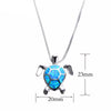 Sterling Silver Blue Fire Opal Turtle Pendant Necklace Ring & Earrings - Jewelry earrings necklaces opal rings turtles