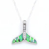 Sterling Silver & Fire White/Blue/Green Opal Dolphin Tail Pendant & Necklace - Jewelry dolphins necklaces opal