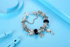 Tibetan Silver Dolphin w/Shell & Italian Murano Black Glass Bead Bracelet - Jewelry bracelets dolphins italian tibetan