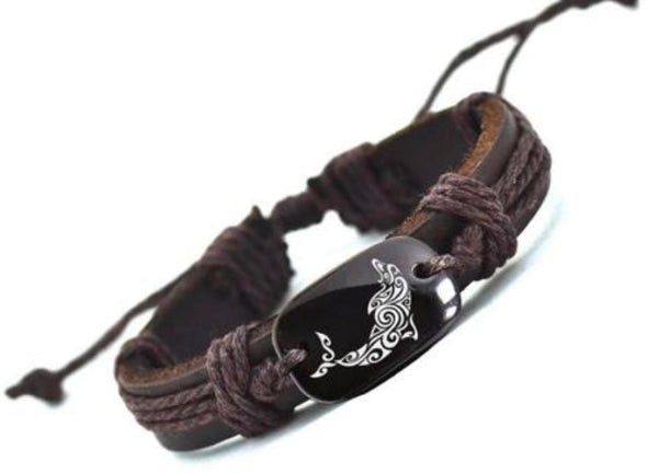 Tribal Dolphin Leather Bracelet - Jewelry bracelets dolphins tribal