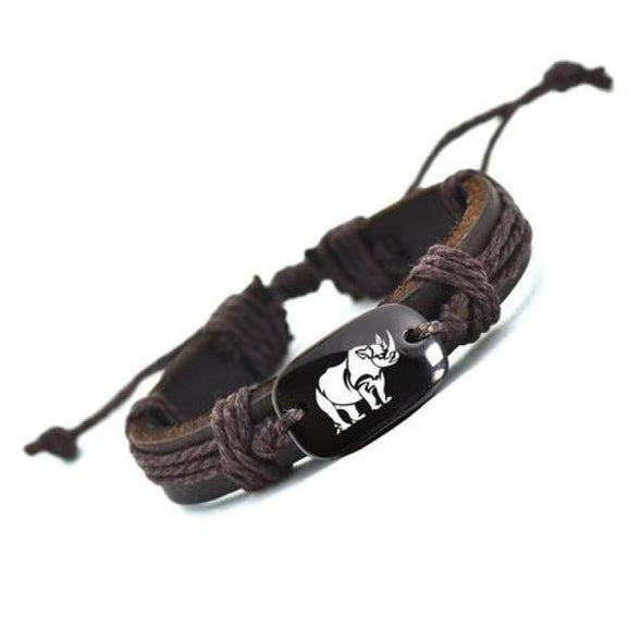 Tribal Rhino Leather Bracelet - Jewelry bracelets rhinos tribal