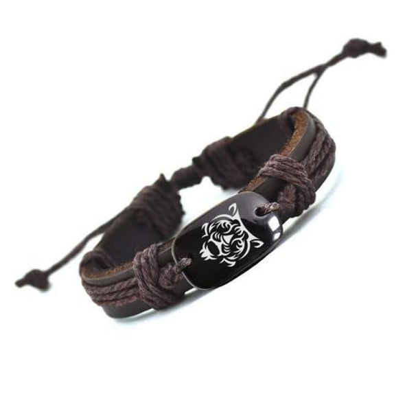 Tribal Tiger Leather Bracelet - Jewelry big cats bracelets tigers tribal