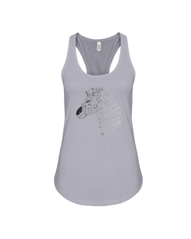 Tribal Zebra Print Tank-Top - Black/Gray - Athletic Heather / S - Clothing womens t-shirts zebras
