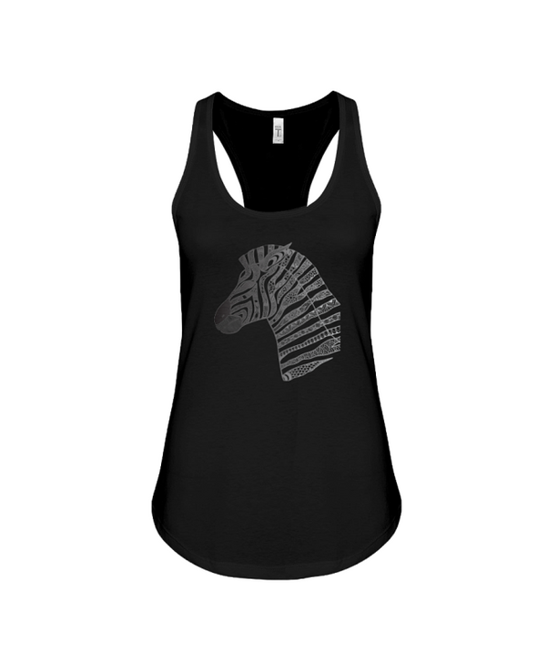 Tribal Zebra Print Tank-Top - Black/Gray - Black / S - Clothing womens t-shirts zebras