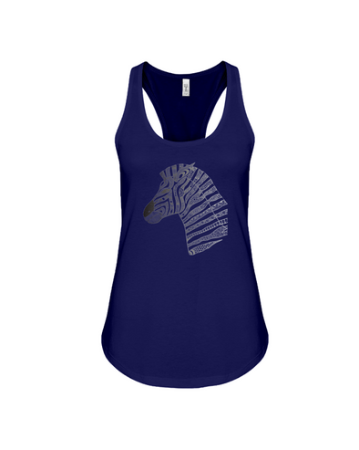 Tribal Zebra Print Tank-Top - Black/Gray - Navy / S - Clothing womens t-shirts zebras