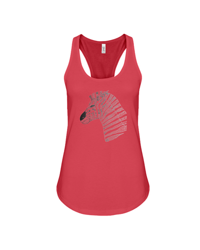 Tribal Zebra Print Tank-Top - Black/Gray - Red / S - Clothing womens t-shirts zebras
