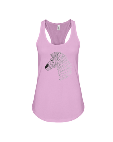 Tribal Zebra Print Tank-Top - Black/Gray - Soft Pink / S - Clothing womens t-shirts zebras