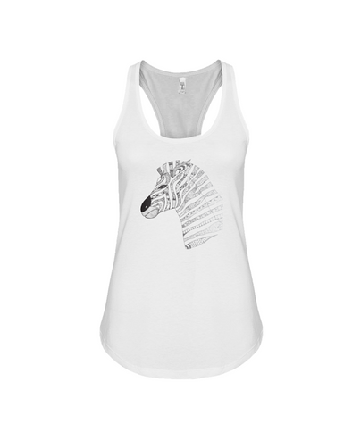 Tribal Zebra Print Tank-Top - Black/Gray - White / S - Clothing womens t-shirts zebras