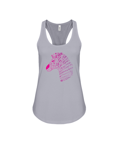 Tribal Zebra Print Tank-Top - Hot Pink/Purple - Athletic Heather / S - Clothing womens t-shirts zebras