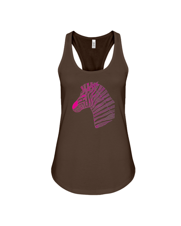 Tribal Zebra Print Tank-Top - Hot Pink/Purple - Chocolate / S - Clothing womens t-shirts zebras