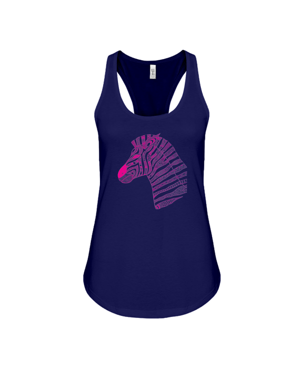 Tribal Zebra Print Tank-Top - Hot Pink/Purple - Navy / S - Clothing womens t-shirts zebras