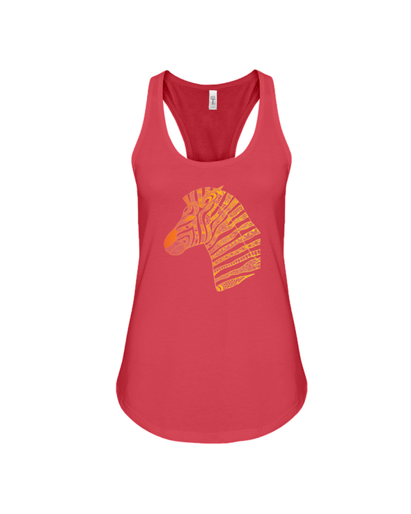 Tribal Zebra Print Tank-Top - Orange/Yellow - Red / S - Clothing womens t-shirts zebras