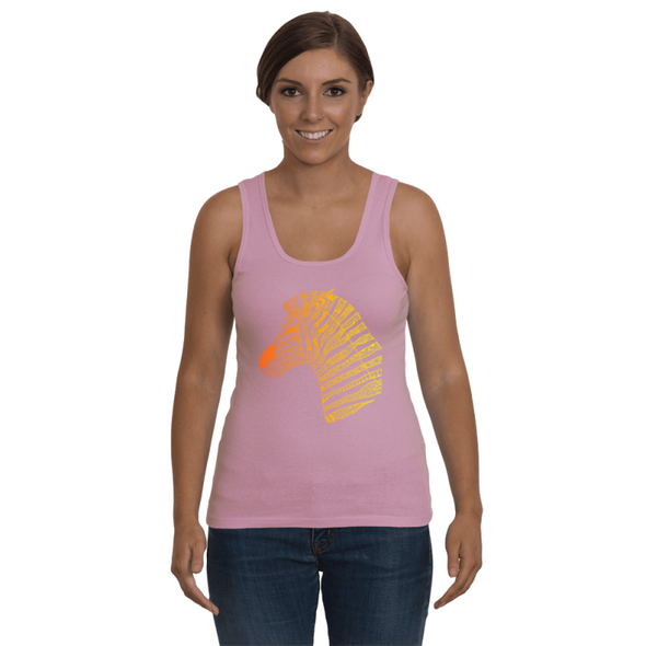 Tribal Zebra Print Tank-Top - Orange/Yellow - Clothing womens t-shirts zebras