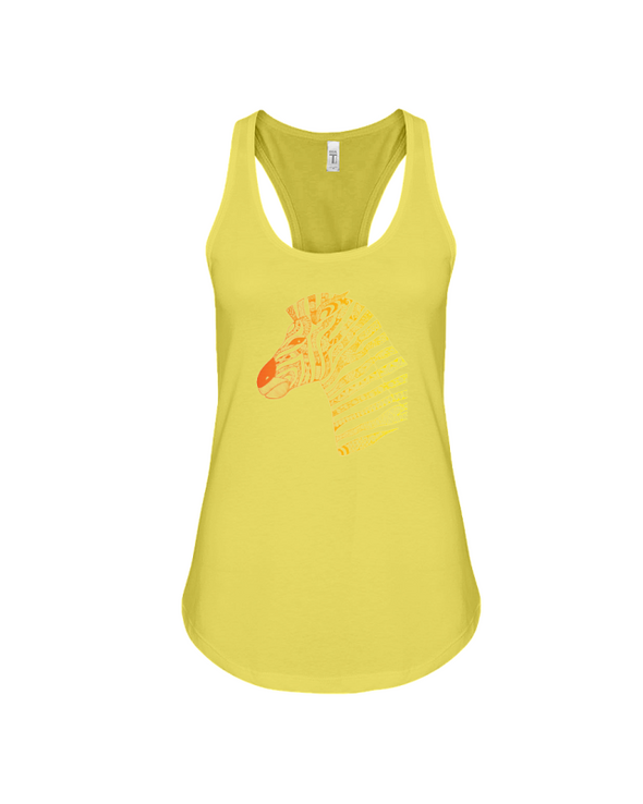 Tribal Zebra Print Tank-Top - Orange/Yellow - Yellow / S - Clothing womens t-shirts zebras