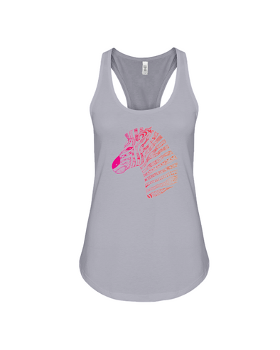 Tribal Zebra Print Tank-Top - Pink/Orange - Athletic Heather / S - Clothing womens t-shirts zebras