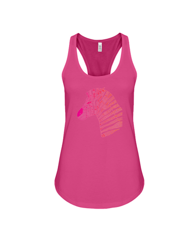 Tribal Zebra Print Tank-Top - Pink/Orange - Berry / S - Clothing womens t-shirts zebras