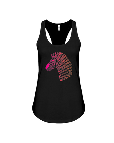 Tribal Zebra Print Tank-Top - Pink/Orange - Black / S - Clothing womens t-shirts zebras