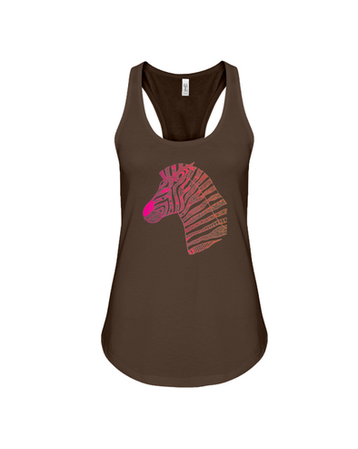 Tribal Zebra Print Tank-Top - Pink/Orange - Chocolate / S - Clothing womens t-shirts zebras
