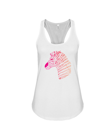 Tribal Zebra Print Tank-Top - Pink/Orange - White / S - Clothing womens t-shirts zebras
