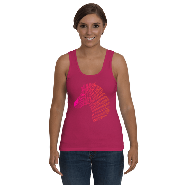 Tribal Zebra Print Tank-Top - Pink/Orange - Clothing womens t-shirts zebras