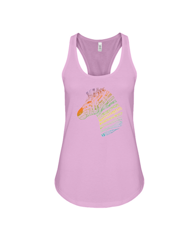 Tribal Zebra Print Tank-Top - Rainbow - Soft Pink / S - Clothing womens t-shirts zebras