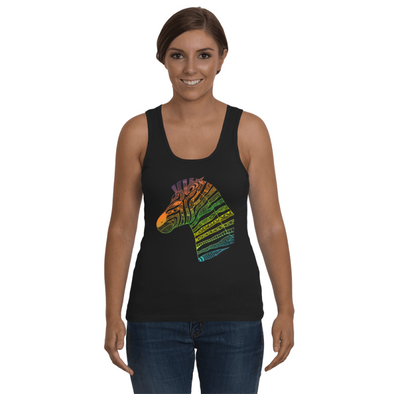 Tribal Zebra Print Tank-Top - Rainbow - Clothing womens t-shirts zebras