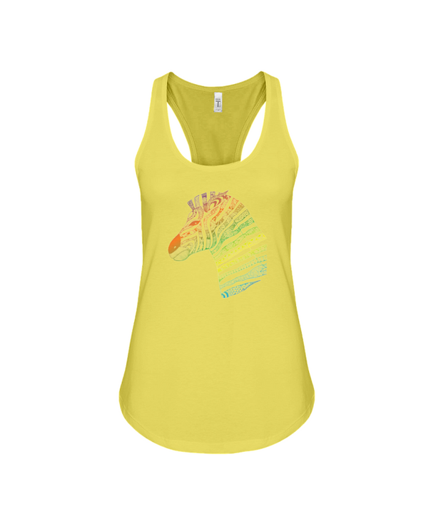 Tribal Zebra Print Tank-Top - Rainbow - Yellow / S - Clothing womens t-shirts zebras