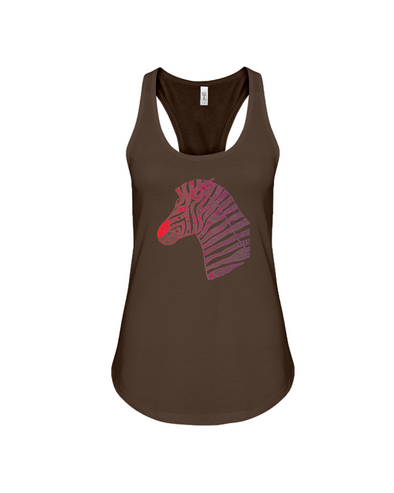 Tribal Zebra Print Tank-Top - Red/Purple - Chocolate / S - Clothing womens t-shirts zebras