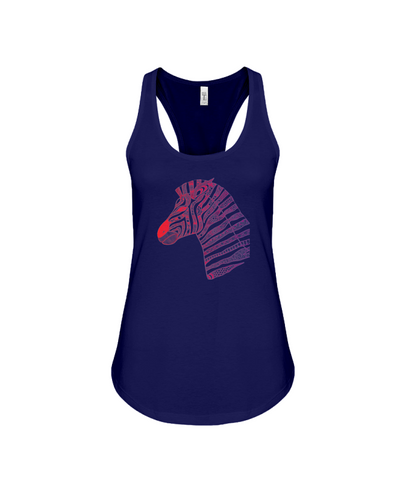 Tribal Zebra Print Tank-Top - Red/Purple - Navy / S - Clothing womens t-shirts zebras