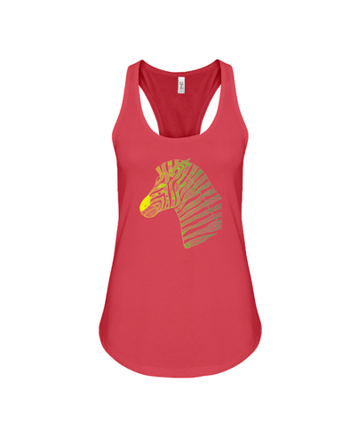 Tribal Zebra Print Tank-Top - Yellow/Green - Red / S - Clothing womens t-shirts zebras