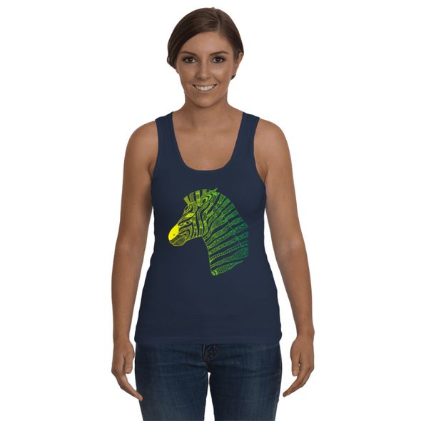 Tribal Zebra Print Tank-Top - Yellow/Green - Clothing womens t-shirts zebras