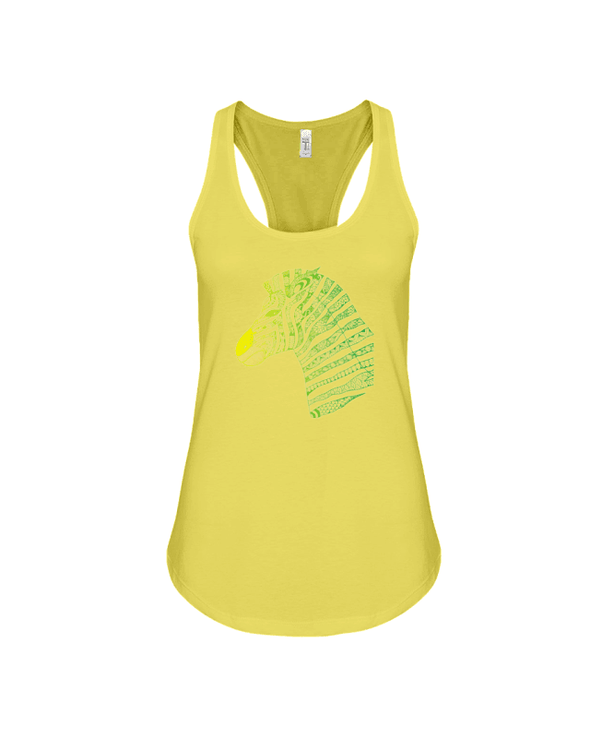 Tribal Zebra Print Tank-Top - Yellow/Green - Yellow / S - Clothing womens t-shirts zebras
