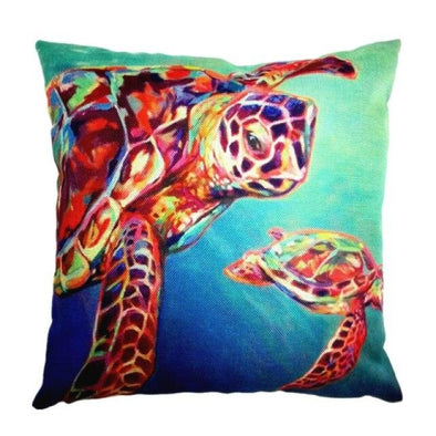 Turtle Print Pillow Cover - Cotton/Linen - 1 - Housewares housewares, pillows, turtles