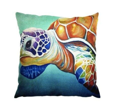 Turtle Print Pillow Cover - Cotton/Linen - 3 - Housewares housewares, pillows, turtles