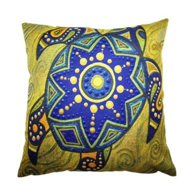 Turtle Print Pillow Cover - Cotton/Linen - 4 - Housewares housewares, pillows, turtles
