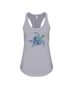 Turtle Word Cloud Tank-Top - Blue/Green - Athletic Heather / S - Clothing turtles womens t-shirts