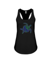 Turtle Word Cloud Tank-Top - Blue/Green - Black / S - Clothing turtles womens t-shirts