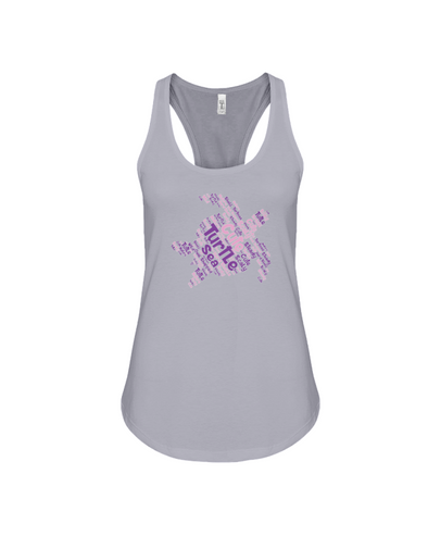 Turtle Word Cloud Tank-Top - Pink/Purple - Athletic Heather / S - Clothing turtles womens t-shirts