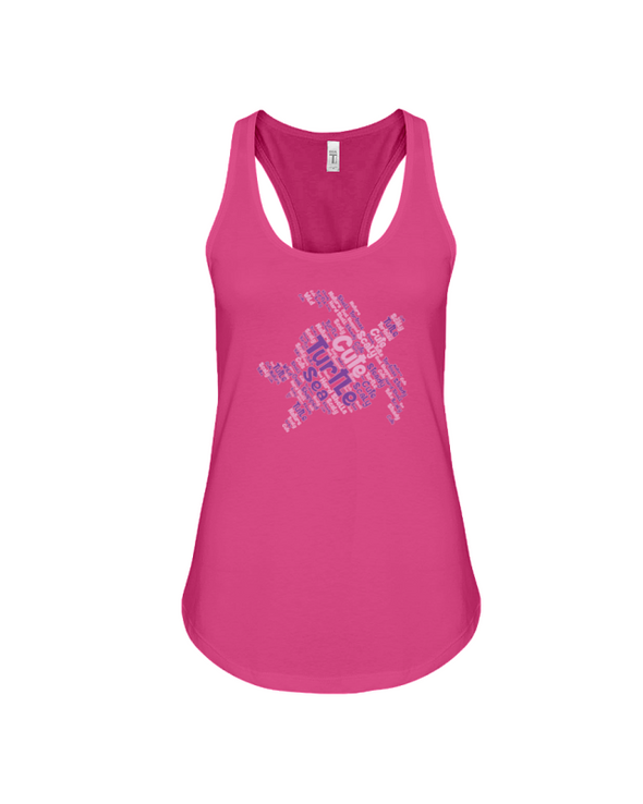 Turtle Word Cloud Tank-Top - Pink/Purple - Berry / S - Clothing turtles womens t-shirts