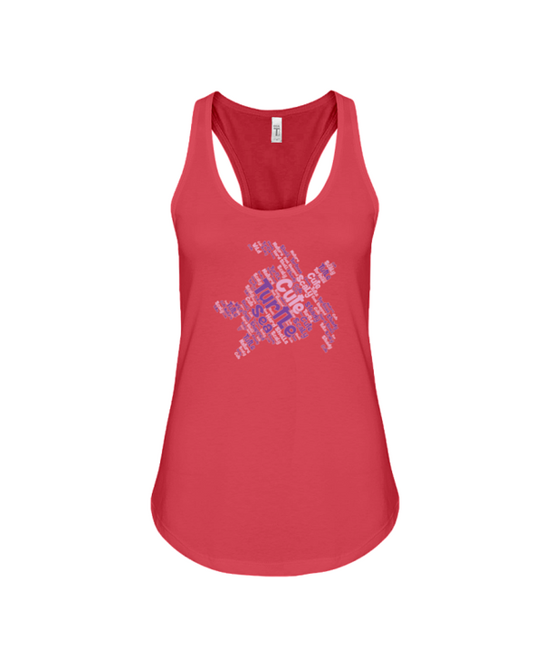 Turtle Word Cloud Tank-Top - Pink/Purple - Red / S - Clothing turtles womens t-shirts