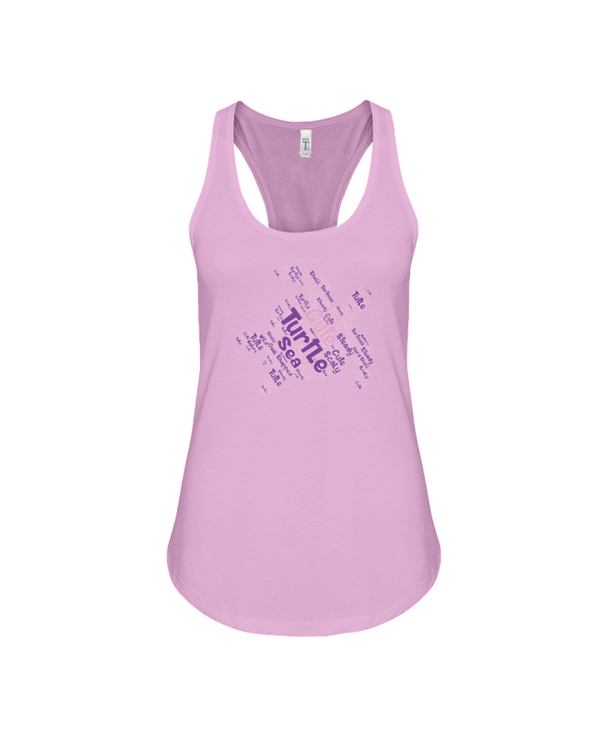 Turtle Word Cloud Tank-Top - Pink/Purple - Soft Pink / S - Clothing turtles womens t-shirts