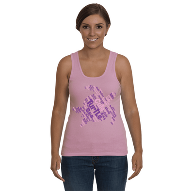 Turtle Word Cloud Tank-Top - Pink/Purple - Clothing turtles womens t-shirts