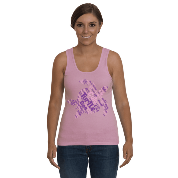 Turtle Word Cloud Tank-Top - Pink/Purple - Clothing turtles womens t-shirts