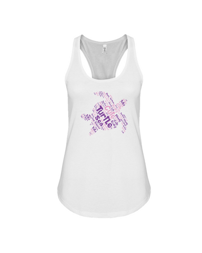 Turtle Word Cloud Tank-Top - Pink/Purple - White / S - Clothing turtles womens t-shirts