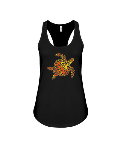 Turtle Word Cloud Tank-Top - Yellow/Orange - Black / S - Clothing turtles womens t-shirts