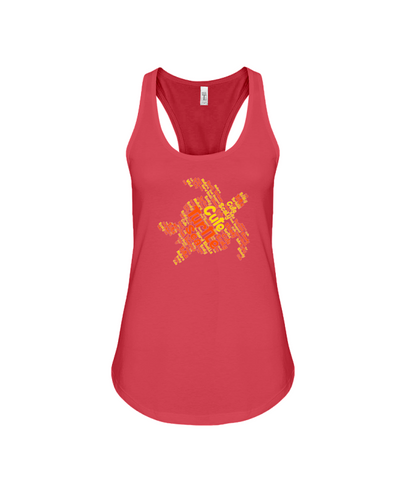 Turtle Word Cloud Tank-Top - Yellow/Orange - Red / S - Clothing turtles womens t-shirts