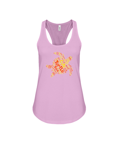 Turtle Word Cloud Tank-Top - Yellow/Orange - Soft Pink / S - Clothing turtles womens t-shirts